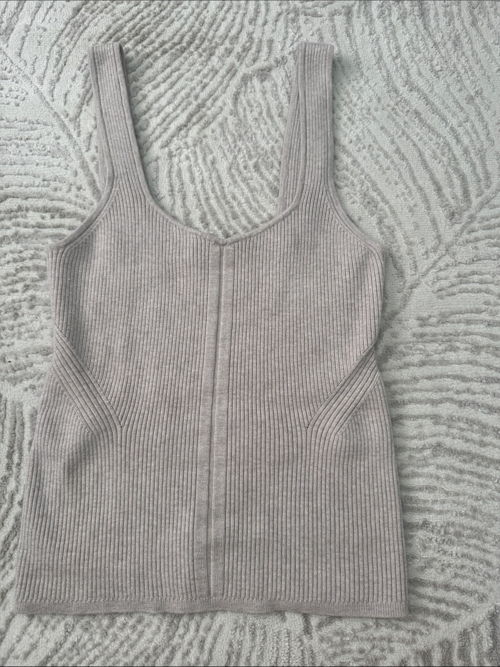 White House Black Market Ribbed Scoop Tank - Light Taupe